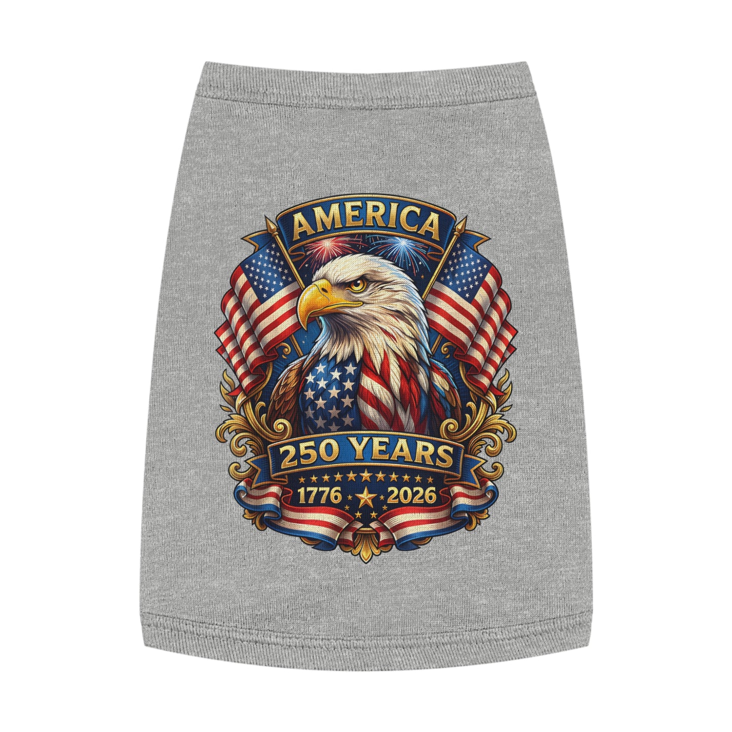Patriotic Eagle Pet Tank Top – America 250 Years 1776-2026 Dog Shirt