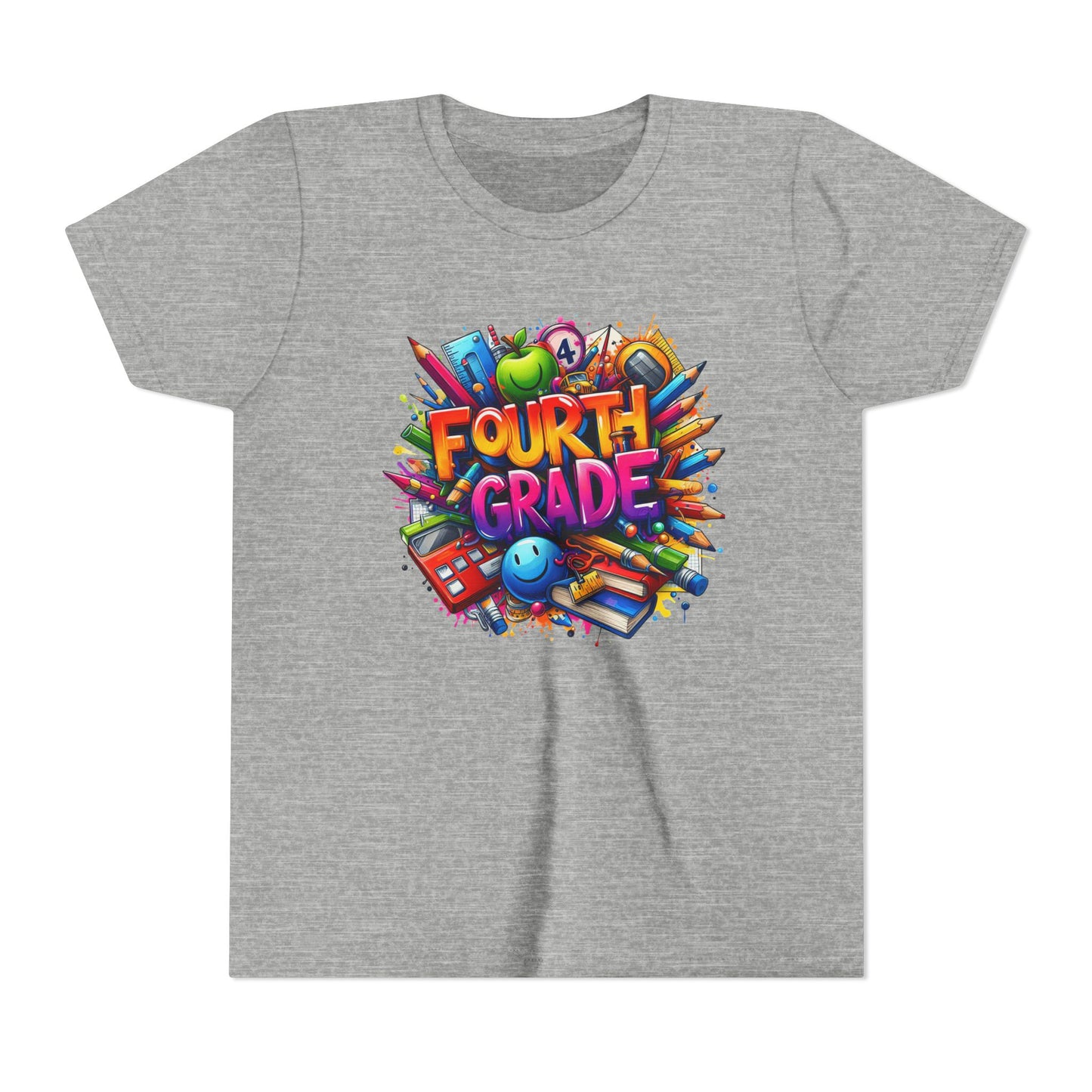 Fourth Grade Youth T‑Shirt – Colorful School Supplies Back to School Tee