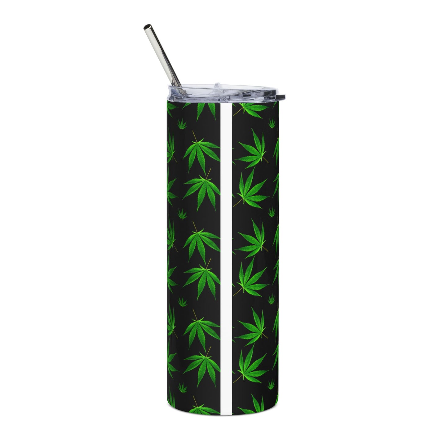 20oz Stainless Tumbler with Green Cannabis Leaf Pattern