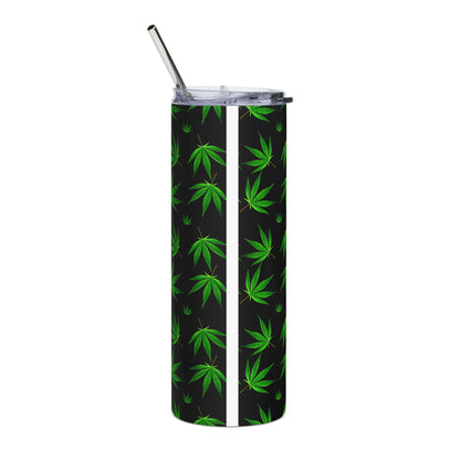 20oz Stainless Tumbler with Green Cannabis Leaf Pattern