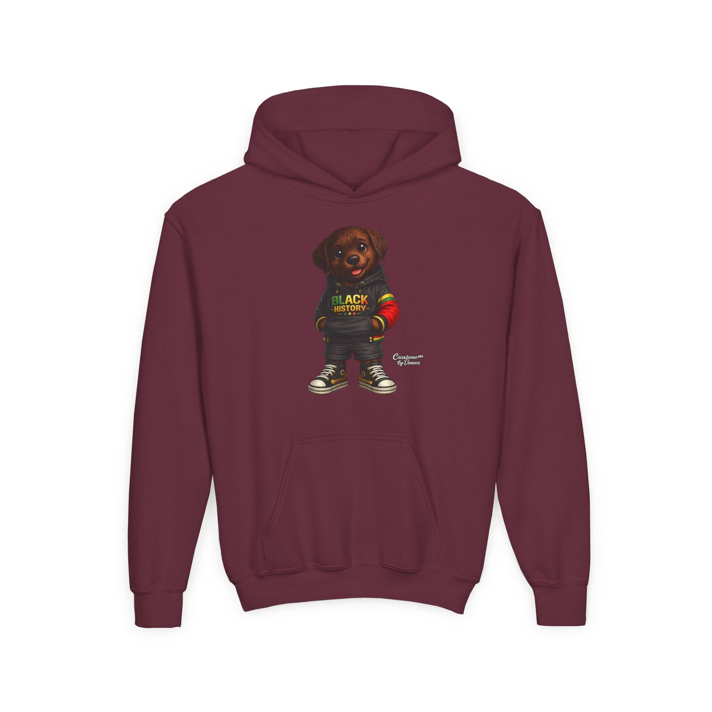 Youth Hoodie - Cute Rottweiler Puppy 'Black History' Graphic Sweatshirt for Kids