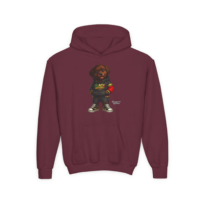 Youth Hoodie - Cute Rottweiler Puppy 'Black History' Graphic Sweatshirt for Kids