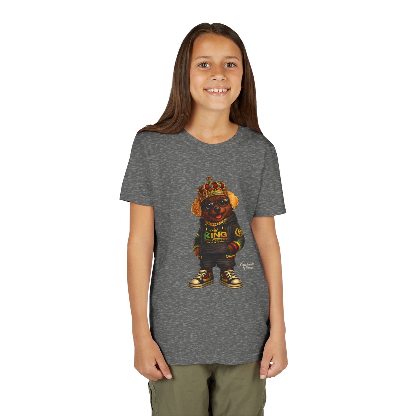 Youth Tee — 'Lil King' Crowned Bear Graphic Shirt