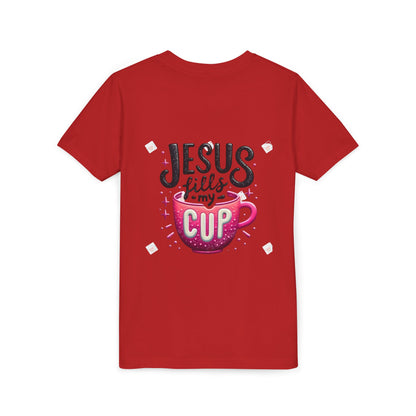 Jesus Fills My Cup Youth Tee — Christian Faith Kids Shirt