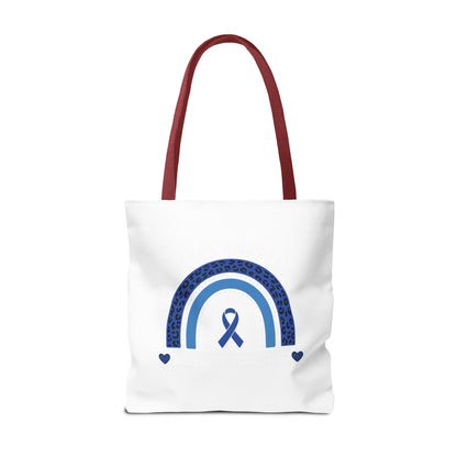 Blue Awareness Ribbon Rainbow Tote Bag – Support & Hope Everyday Tote