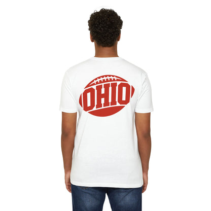 Ohio Football T-Shirt — Retro Red Football Logo Tee