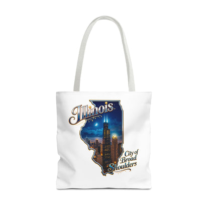 Illinois Skyline Tote Bag — "City of Broad Shoulders" Chicago Night Design
