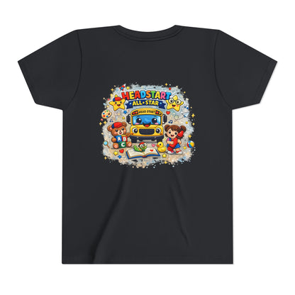 Youth Tee — "Headstart All-Star" Cute School Bus & Characters Back-to-School Shirt