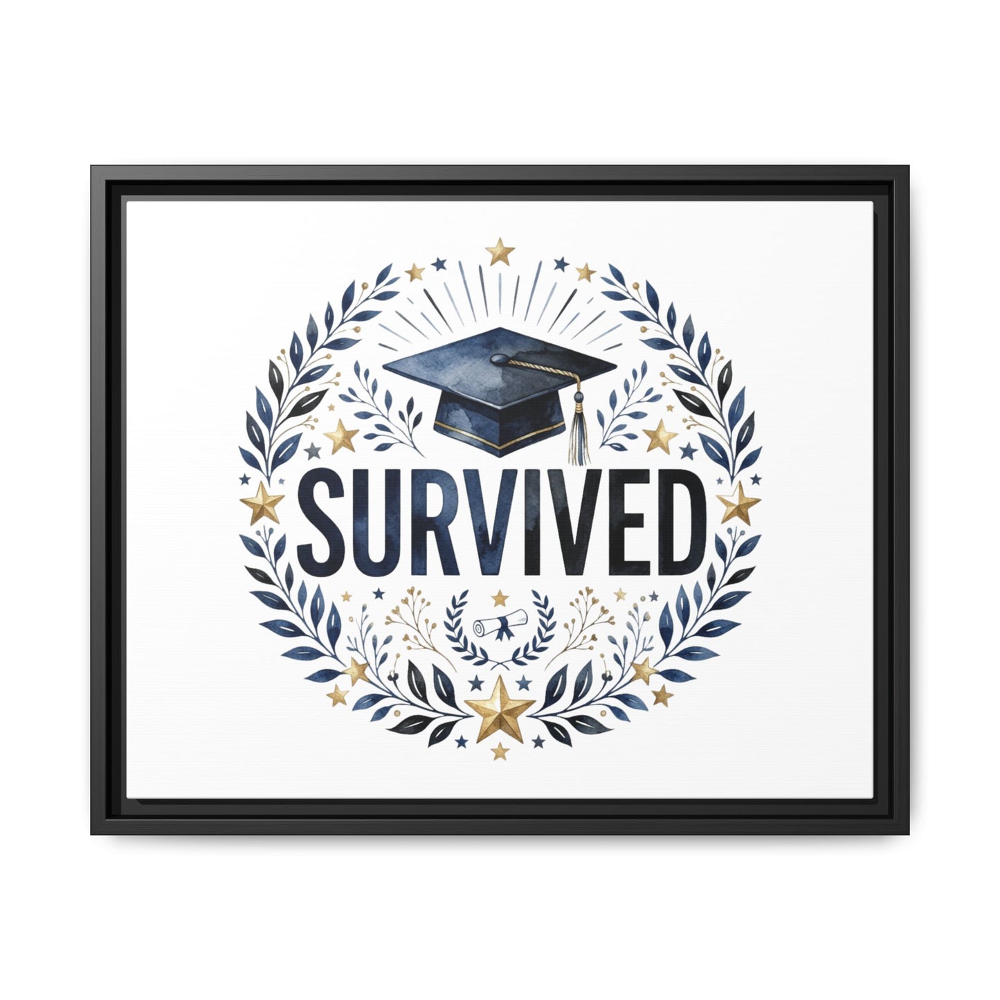 Graduation 'Survived' Framed Canvas Art — Cap & Laurel Keepsake