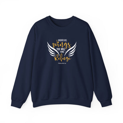 Under His Wings You Will -find Refuge Psalm 91:4 Sweatshirt