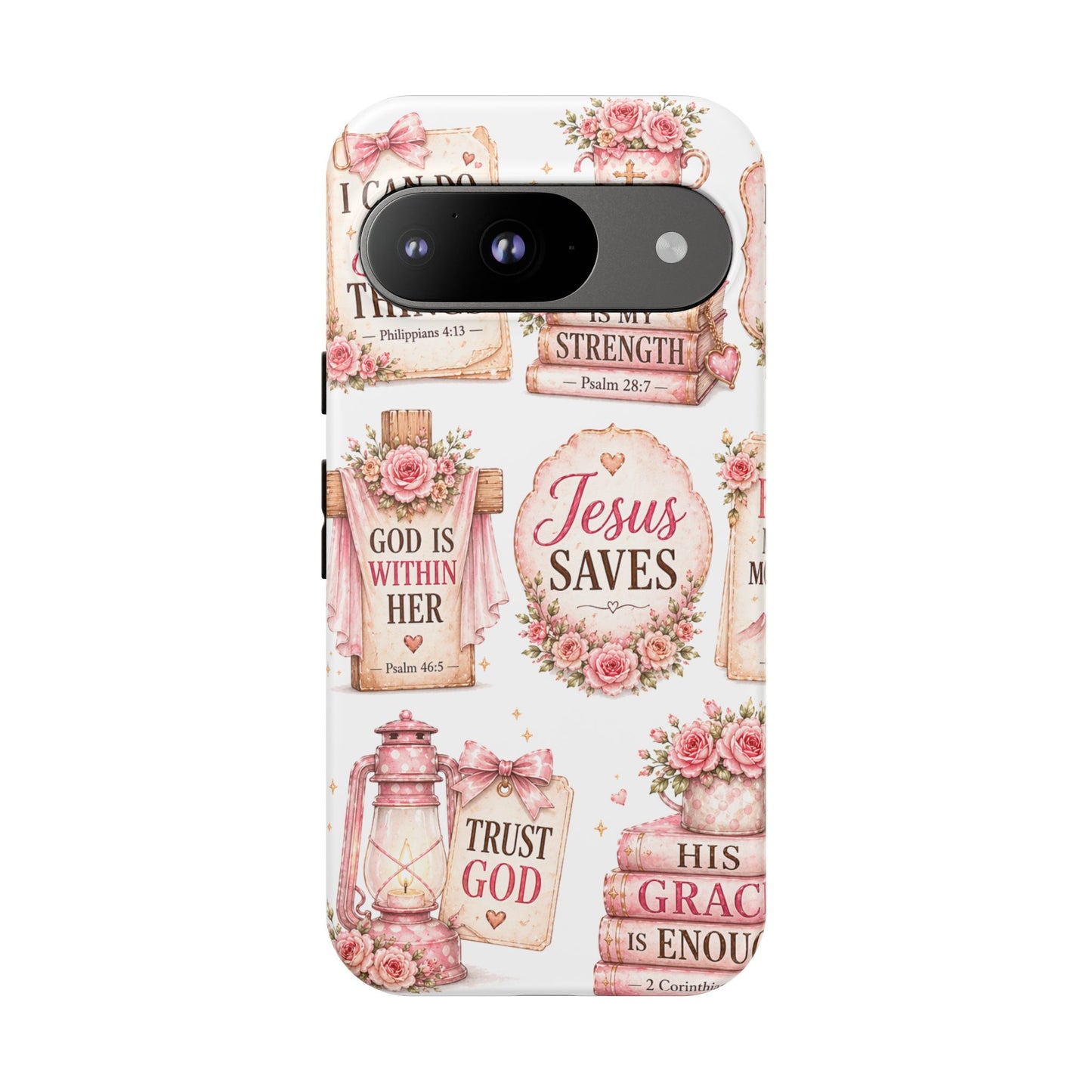Faith Phone Case — 'Jesus Saves' Floral Christian Scripture iPhone Case