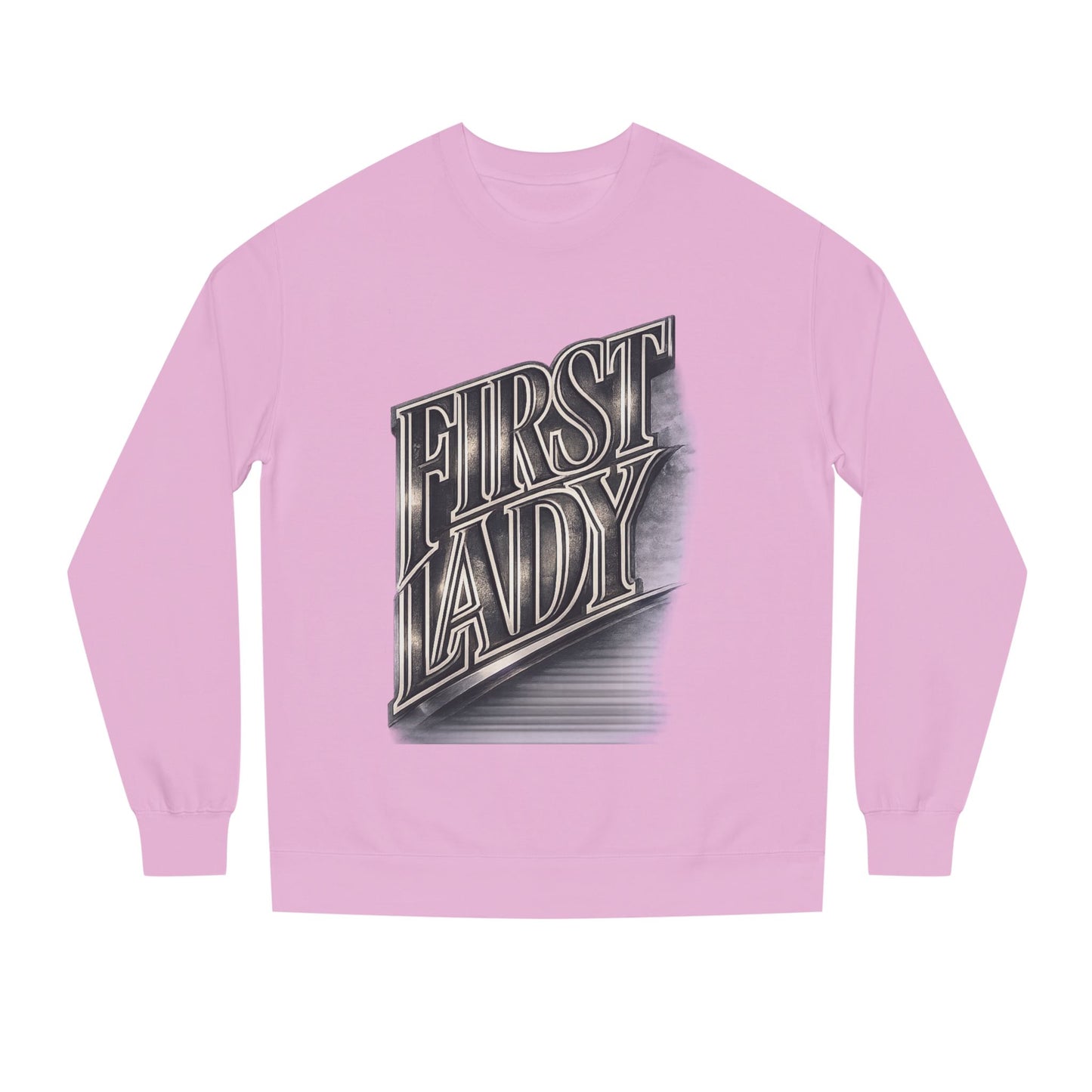First Lady Graphic Sweatshirt — Retro Metallic Typography Crewneck