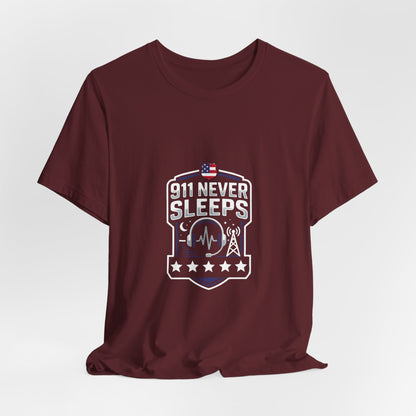 911 Never Sleeps T‑Shirt — Emergency Responder Tribute Tee
