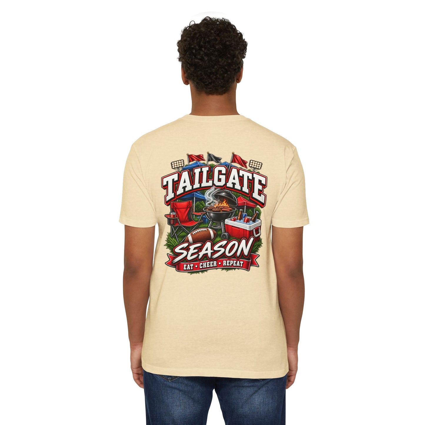 Tailgate Season T-Shirt — "Tailgate Season: Eat • Cheer • Repeat" Game Day Tee