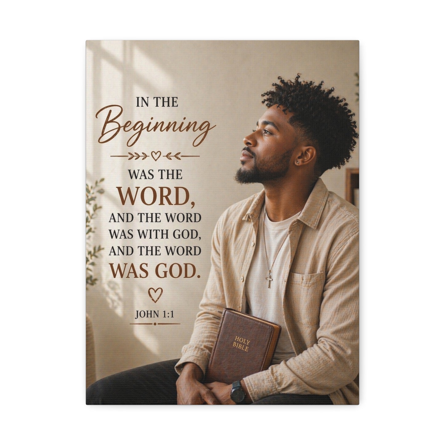 Stretched Canvas - John 1:1 Scripture Wall Art (In the Beginning)