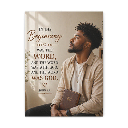 Stretched Canvas - John 1:1 Scripture Wall Art (In the Beginning)