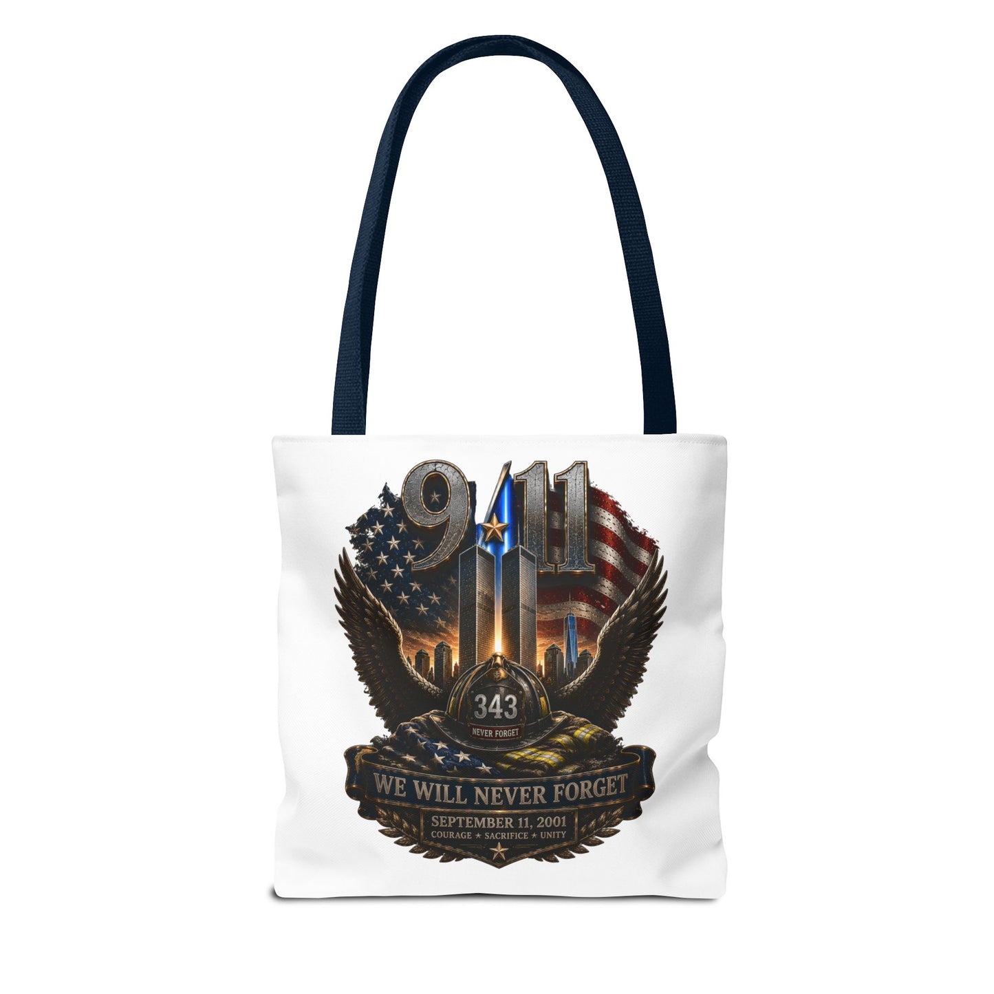 9/11 Memorial Tote Bag — "We Will Never Forget" Tribute Tote