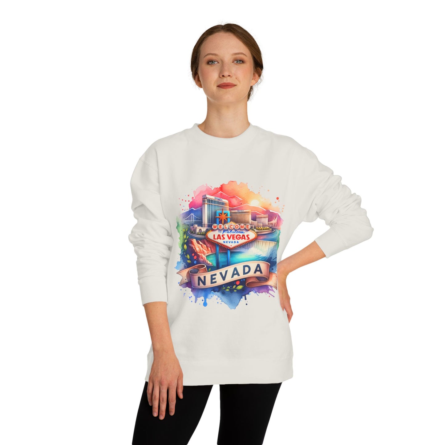Nevada Las Vegas Watercolor Sweatshirt — Colorful Travel Souvenir Crewneck