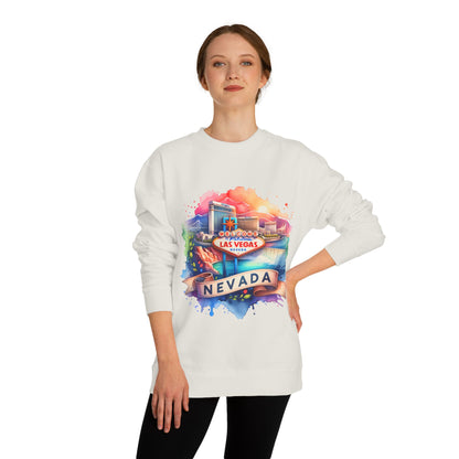 Nevada Las Vegas Watercolor Sweatshirt — Colorful Travel Souvenir Crewneck