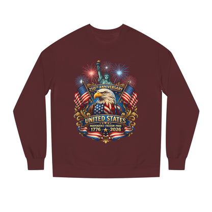 250th Anniversary United States Sweatshirt — Patriotic Eagle, Flags & Fireworks (1776–2026)