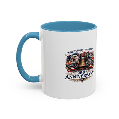 250th Anniversary Accent Coffee Mug — Patriotic United States Bell & Eagle Design (11/15 oz)