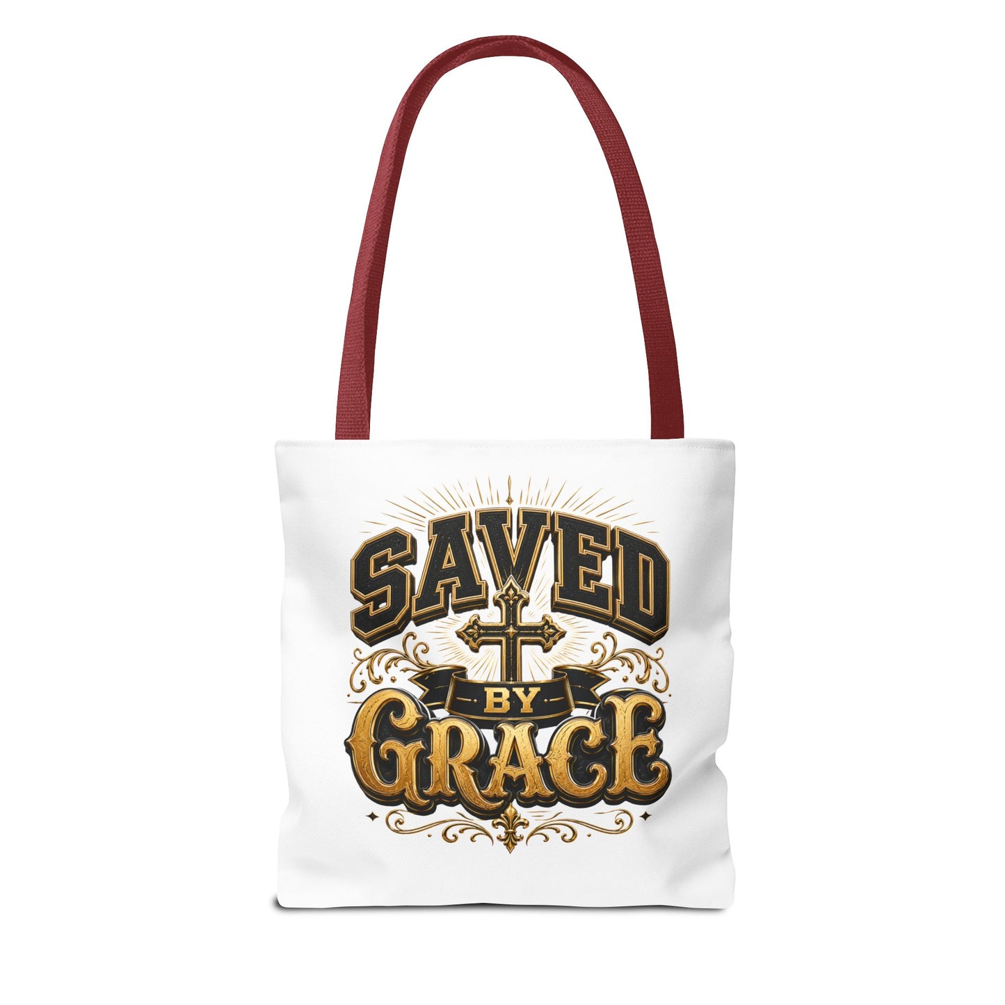 Saved by Grace Tote Bag – Christian Cross Inspirational Canvas Tote