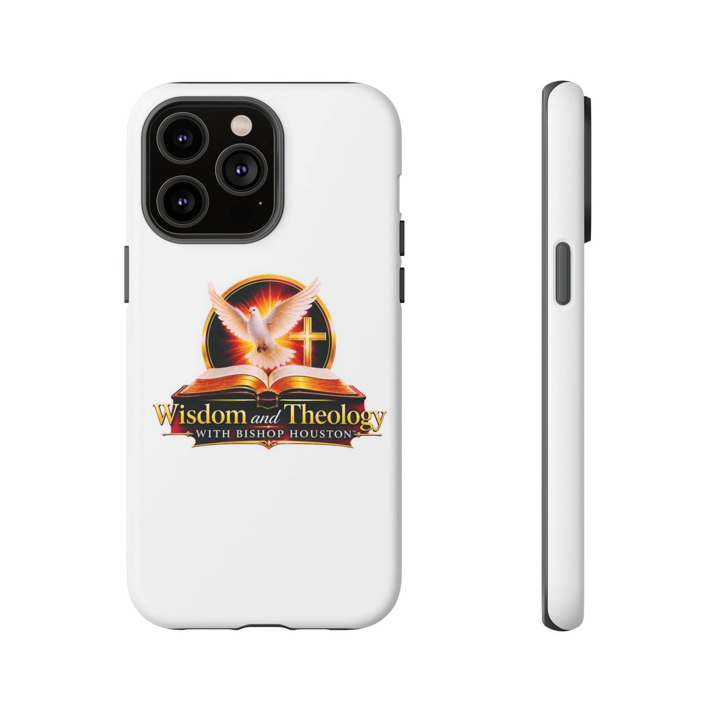 Wisdom and Theology Phone Case — Christian Dove & Cross Protective Tough Case