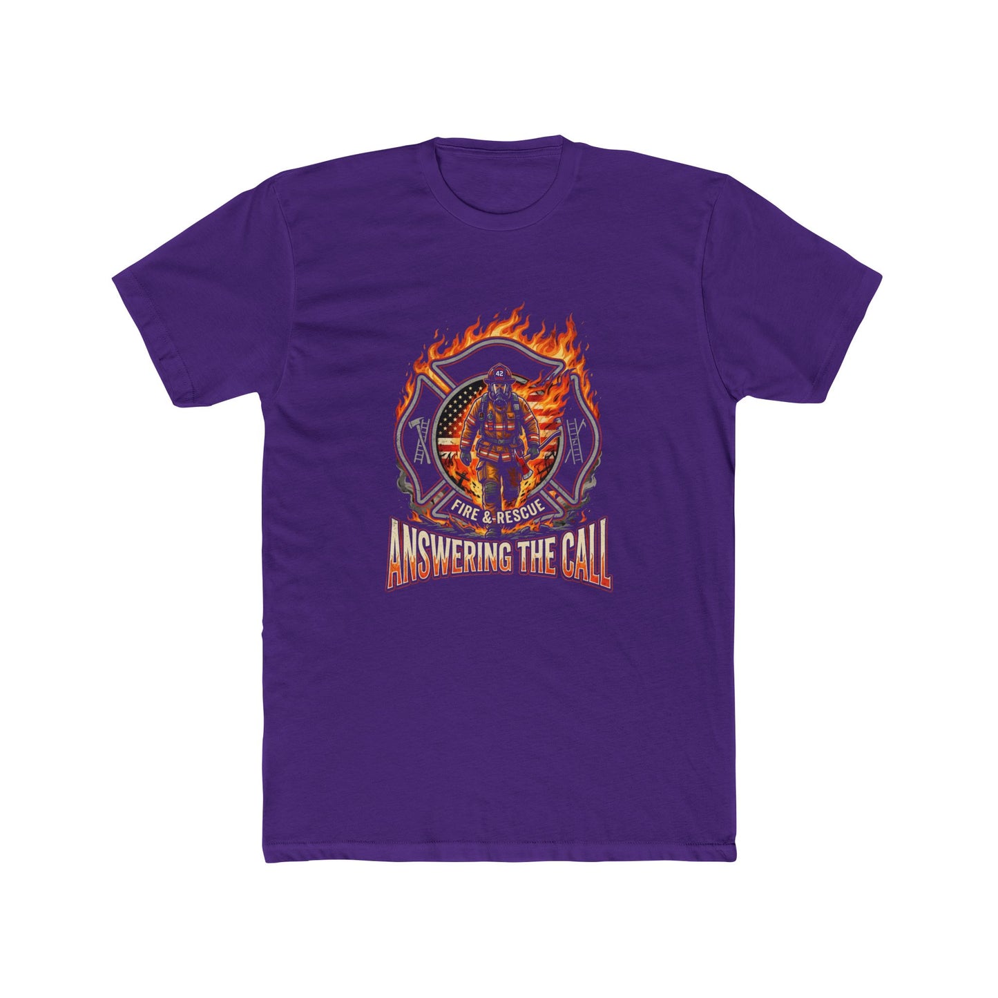 Firefighter T-Shirt - 'Answering the Call' Flame Rescue Crew Tee