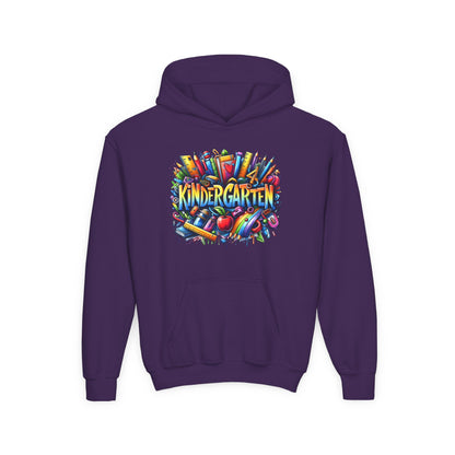 Kindergarten Kids Hoodie — Colorful School Supplies Back-to-School Sweatshirt