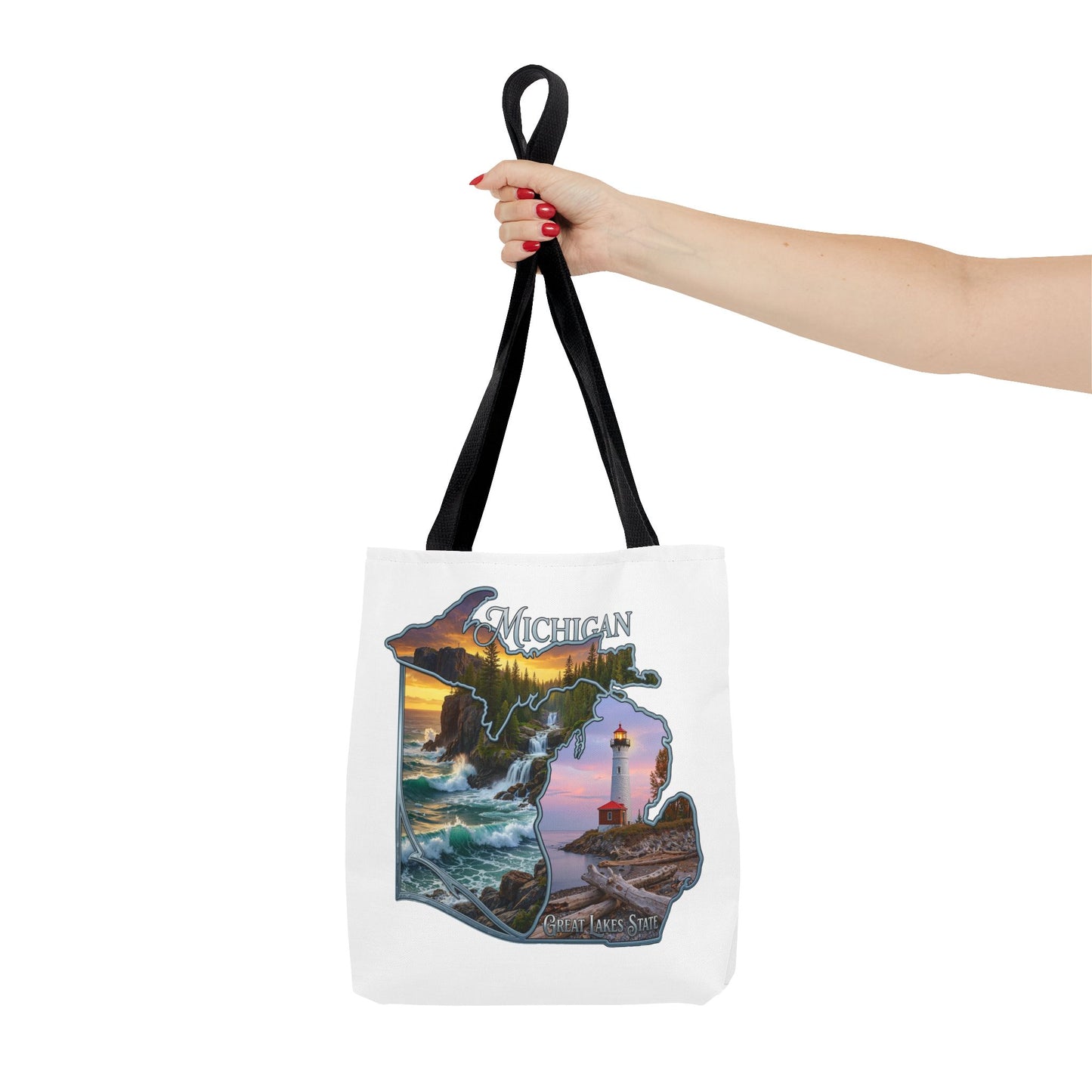 Michigan Lighthouse Tote Bag — Great Lakes Scenic State Travel Tote
