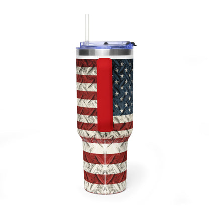40oz Vacuum Tumbler - "World's Best No.1 Dad" American Flag Travel Mug