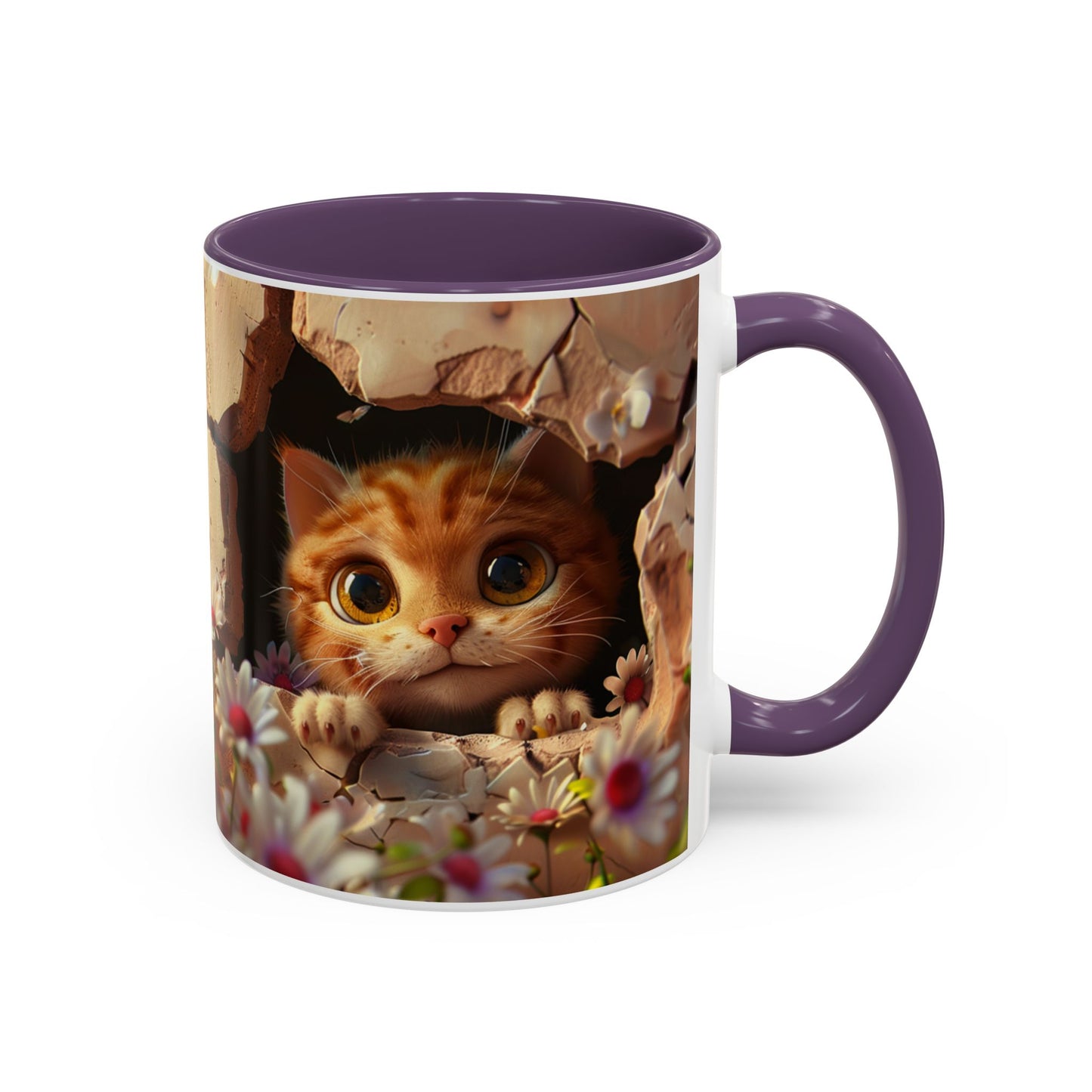 Cute Peekaboo Kitten Accent Coffee Mug — 11/15oz Floral Cat Gift