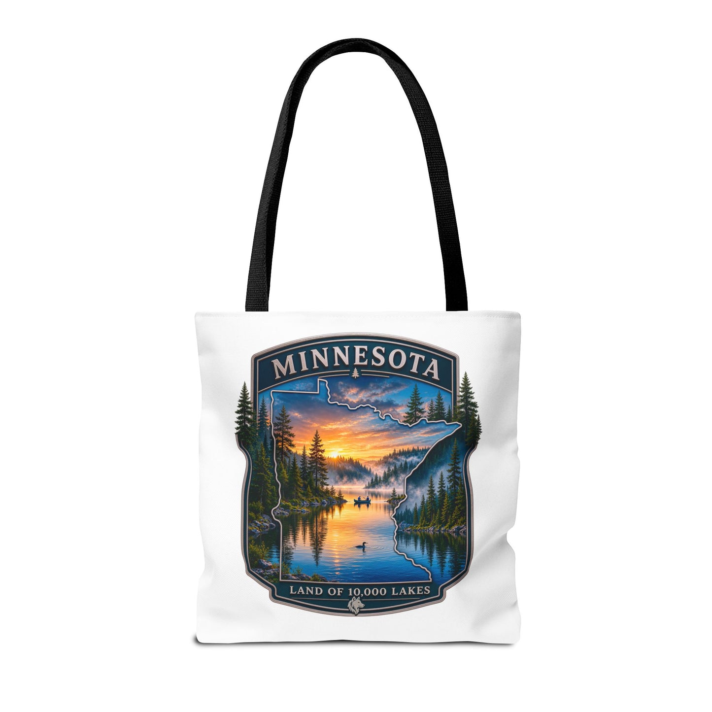 Minnesota Scenic Tote Bag — 'Land of 10,000 Lakes' Sunset Lake Design