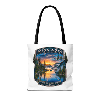 Minnesota Scenic Tote Bag — 'Land of 10,000 Lakes' Sunset Lake Design