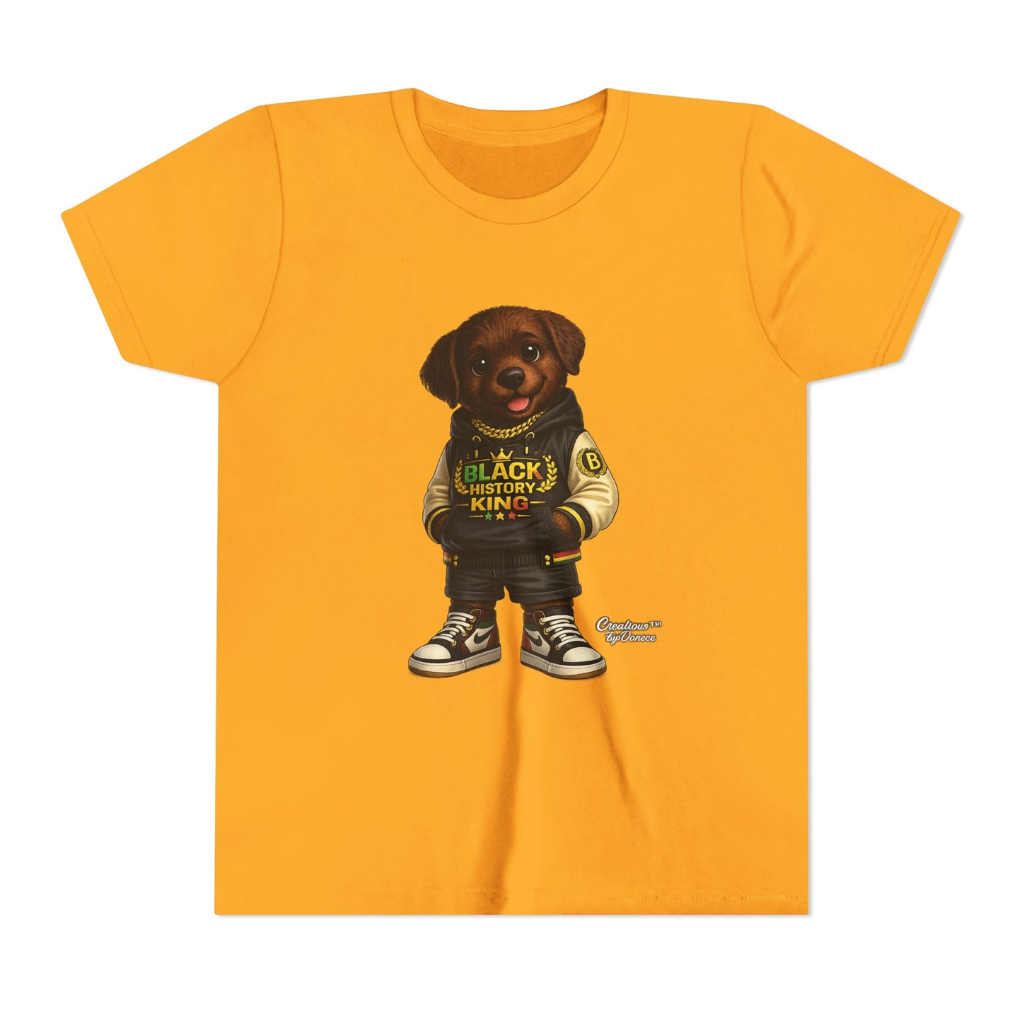 Youth Tee — 'Black History King' Puppy Graphic Shirt