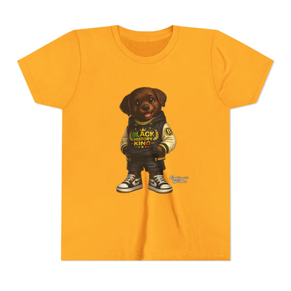 Youth Tee — 'Black History King' Puppy Graphic Shirt