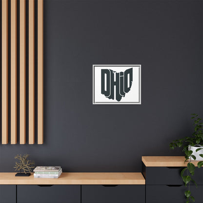 Ohio State Silhouette Matte Framed Canvas — Modern State Wall Art