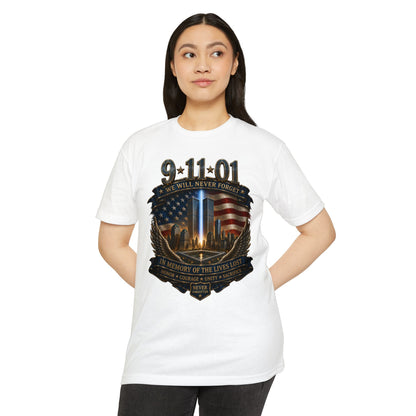 9/11 Memorial T-Shirt — "We Will Never Forget" Tribute Tee