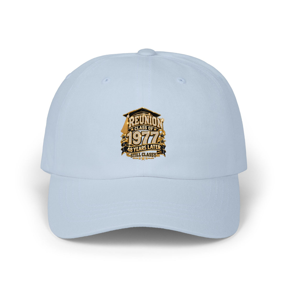 1977 Class Reunion Dad Cap – Vintage Gold Shield Embroidered Hat