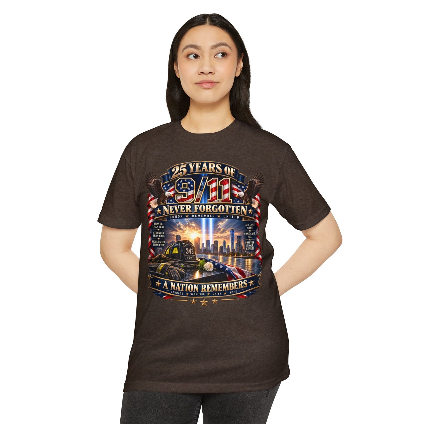 9/11 Memorial T-Shirt – "25 Years of 9/11 Never Forgotten" Tribute Tee