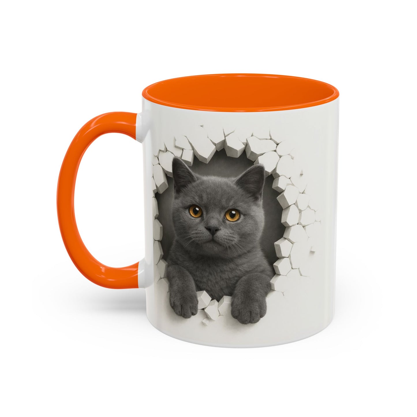 Peekaboo Grey Cat Accent Coffee Mug – Cute 11/15oz Cat Lover Gift
