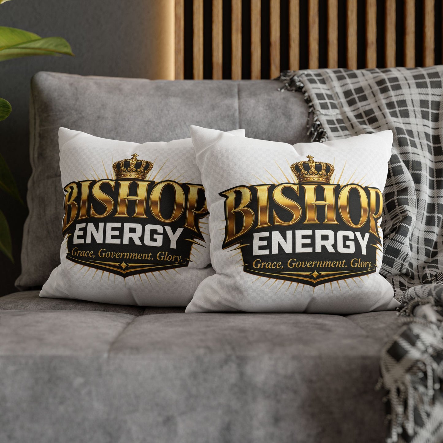Bishop Energy Decorative Pillowcase — 'BISHOP ENERGY' Crown Logo