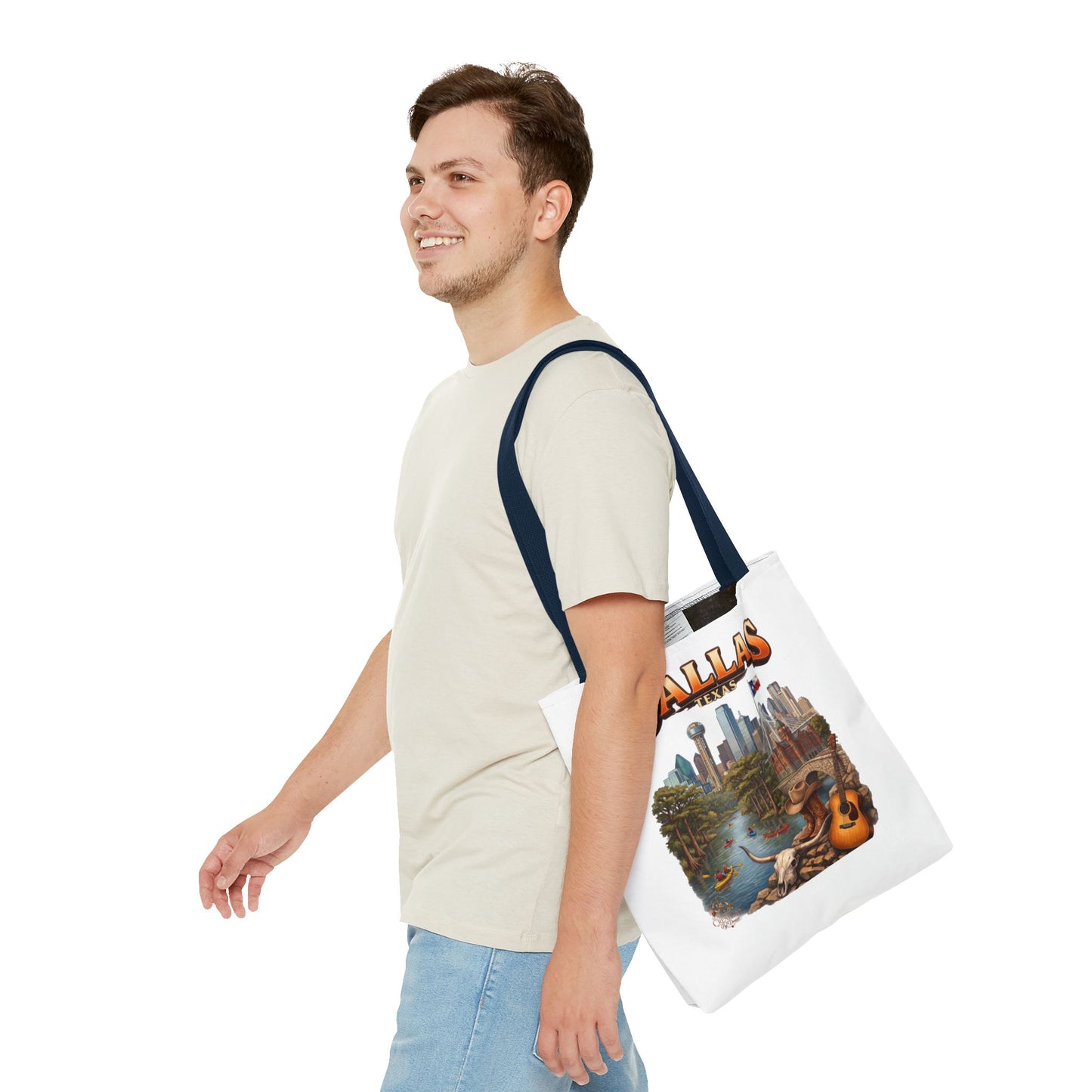 Dallas Texas Scenic Tote Bag – City Skyline & Guitar Souvenir Tote