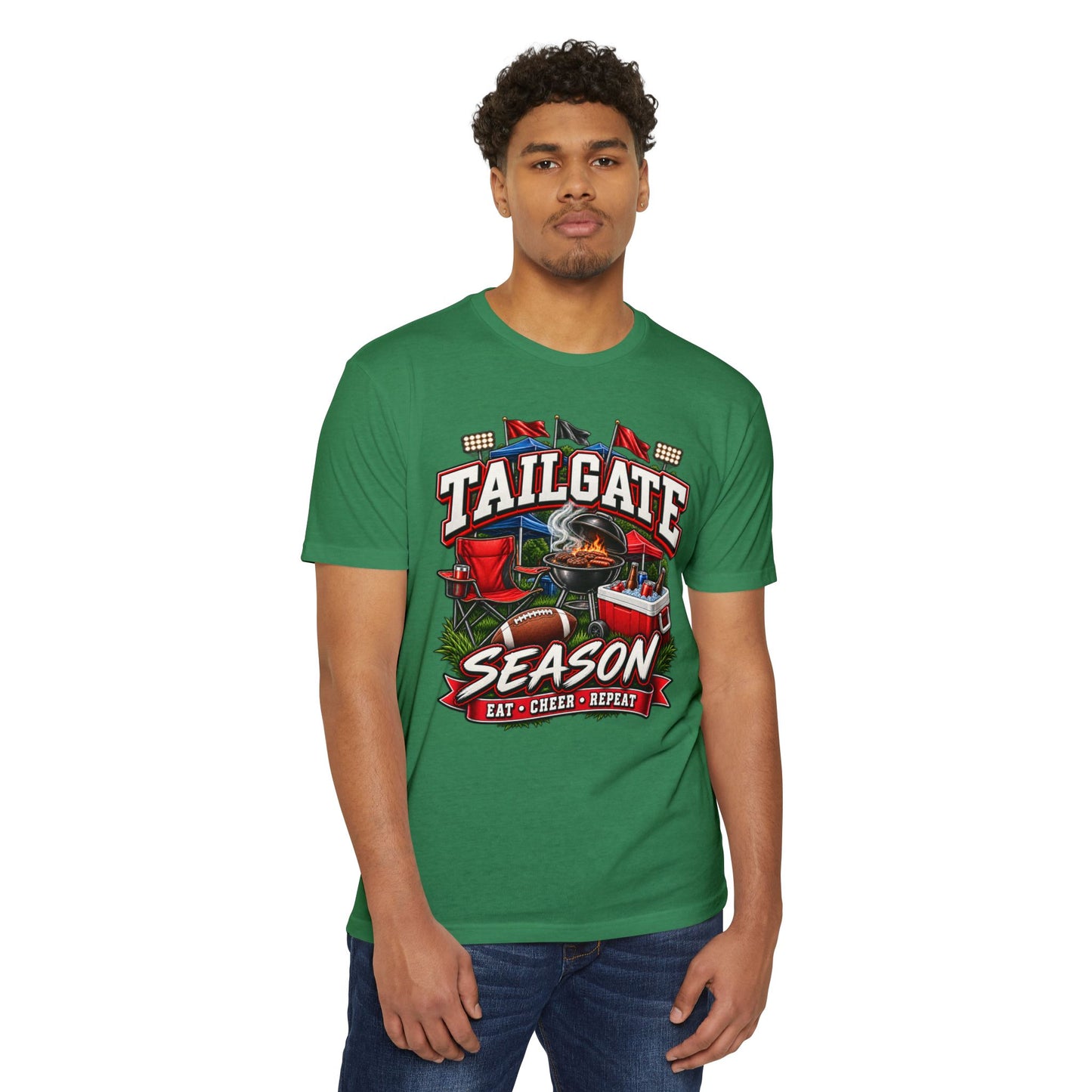 Tailgate Season T-Shirt — "Tailgate Season: Eat • Cheer • Repeat" Game Day Tee