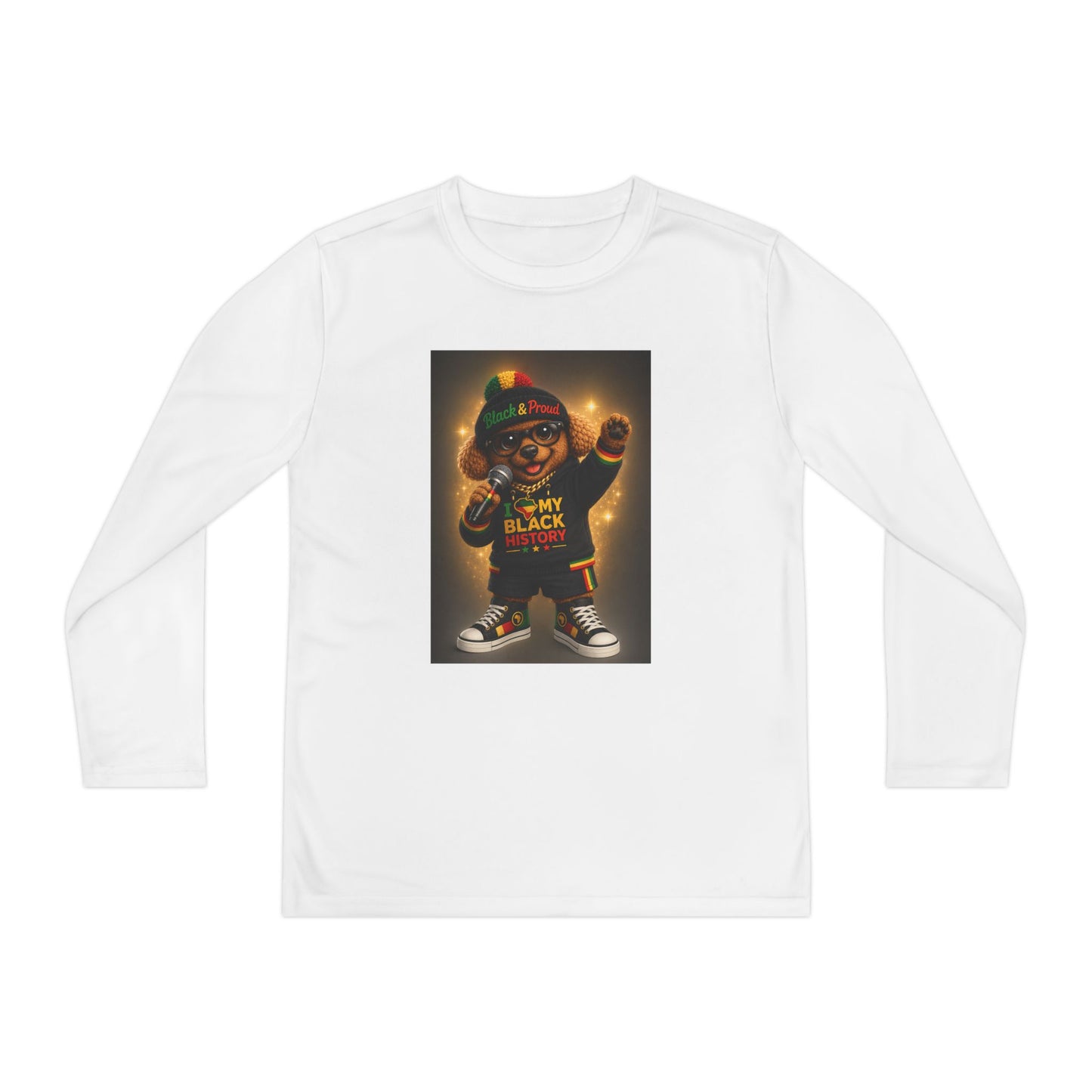 Kids Long Sleeve Tee — "My Black Is Beautiful" Retro Character Graphic