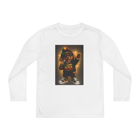 Kids Long Sleeve Tee — "My Black Is Beautiful" Retro Character Graphic