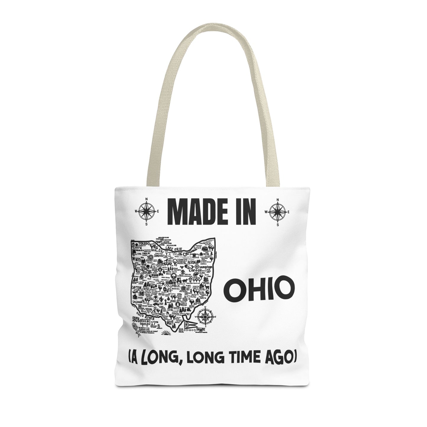 Made in Ohio Tote Bag — Vintage Map Design "A Long, Long Time Ago"