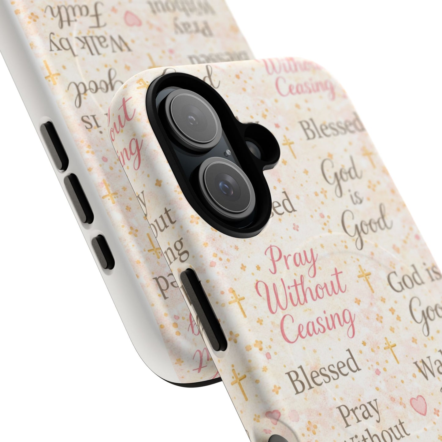 Christian Faith Magnetic Phone Case — "Pray Without Ceasing" Patterned Tough Case