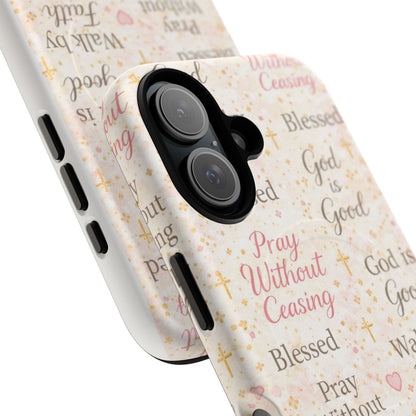 Christian Faith Magnetic Phone Case — "Pray Without Ceasing" Patterned Tough Case
