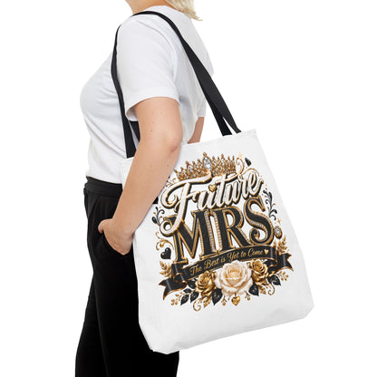 Future Mrs. Tote Bag — Bridal Bachelorette Gift Bag with Gold Crown Design
